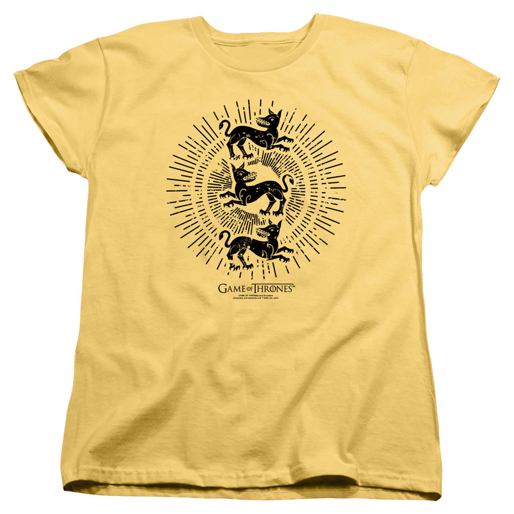 AN OFFCIALLY LICENSED GAME OF THRONES CLEGANE BURST SIGIL WOMEN'S REGULAR FIT T-SHIRT BANANA