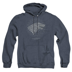 AN OFFCIALLY LICENSED GAME OF THRONES STARK BURST SIGILS ADULT UNISEX HEATHER PULLOVER HOODIE NAVY