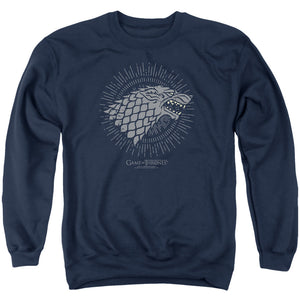 AN OFFCIALLY LICENSED GAME OF THRONES STARK BURST SIGILS ADULT UNISEX CREWNECK SWEATSHIRT NAVY
