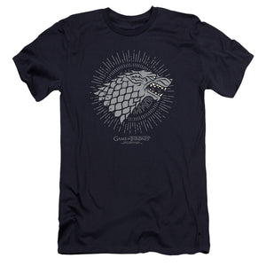 AN OFFCIALLY LICENSED GAME OF THRONES STARK BURST SIGILS MEN'S PREMIUM SLIM FIT T-SHIRT NAVY