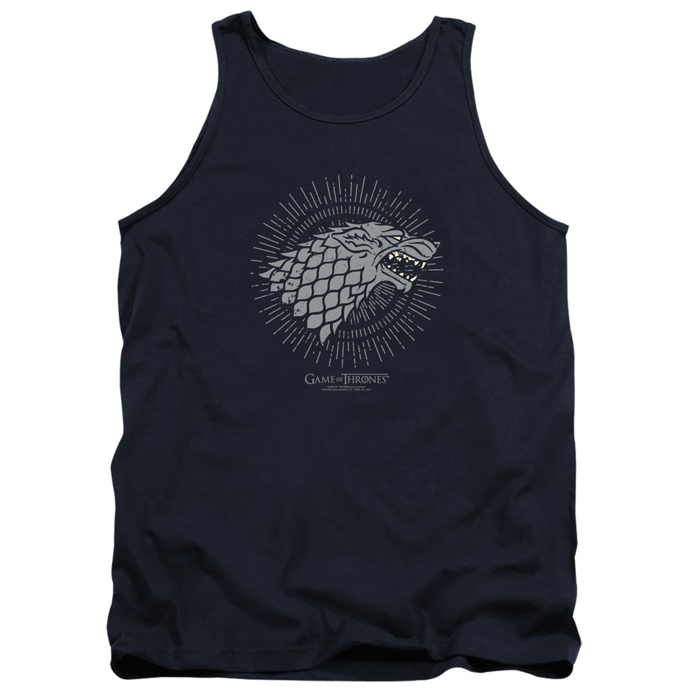 AN OFFCIALLY LICENSED GAME OF THRONES STARK BURST SIGILS ADULT UNISEX TANK TOP NAVY