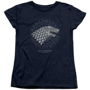 AN OFFCIALLY LICENSED GAME OF THRONES STARK BURST SIGILS WOMEN'S REGULAR FIT T-SHIRT NAVY