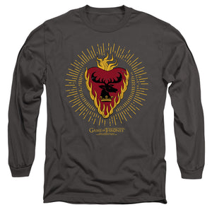 AN OFFCIALLY LICENSED GAME OF THRONES STANNIS BARATHEON BURST SIGILS MEN'S LONG SLEEVE T-SHIRT CHARCOAL