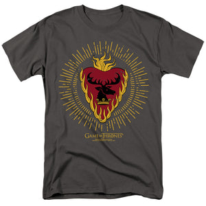 AN OFFCIALLY LICENSED GAME OF THRONES STANNIS BARATHEON BURST SIGILS MEN'S REGULAR FIT T-SHIRT CHARCOAL