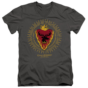 AN OFFCIALLY LICENSED GAME OF THRONES STANNIS BARATHEON BURST SIGILS MEN'S V-NECK T-SHIRT CHARCOAL