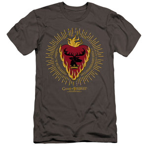 AN OFFCIALLY LICENSED GAME OF THRONES STANNIS BARATHEON BURST SIGILS MEN'S PREMIUM SLIM FIT T-SHIRT CHARCOAL