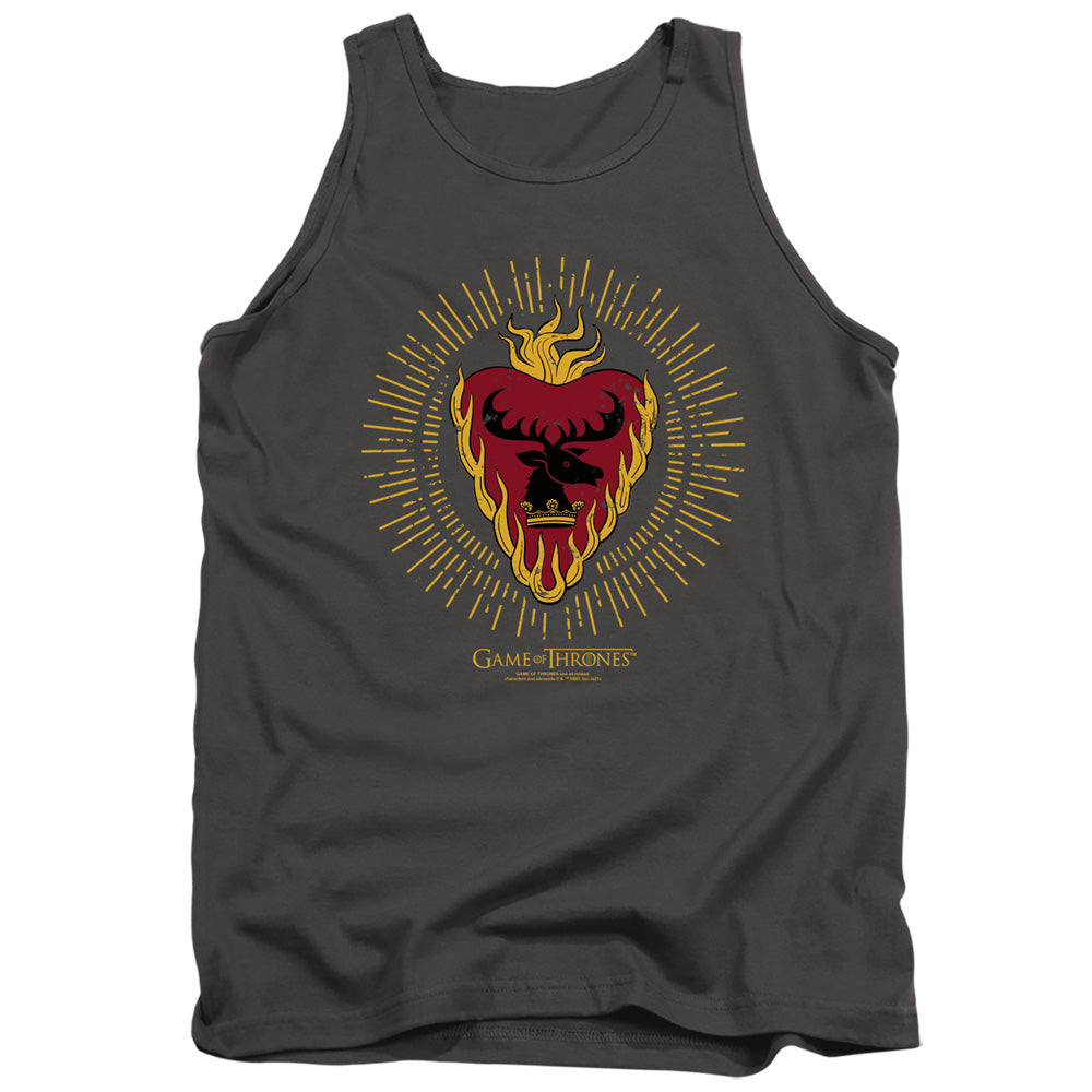 AN OFFCIALLY LICENSED GAME OF THRONES STANNIS BARATHEON BURST SIGILS ADULT UNISEX TANK TOP CHARCOAL