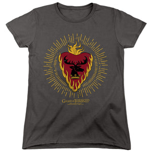AN OFFCIALLY LICENSED GAME OF THRONES STANNIS BARATHEON BURST SIGILS WOMEN'S REGULAR FIT T-SHIRT CHARCOAL