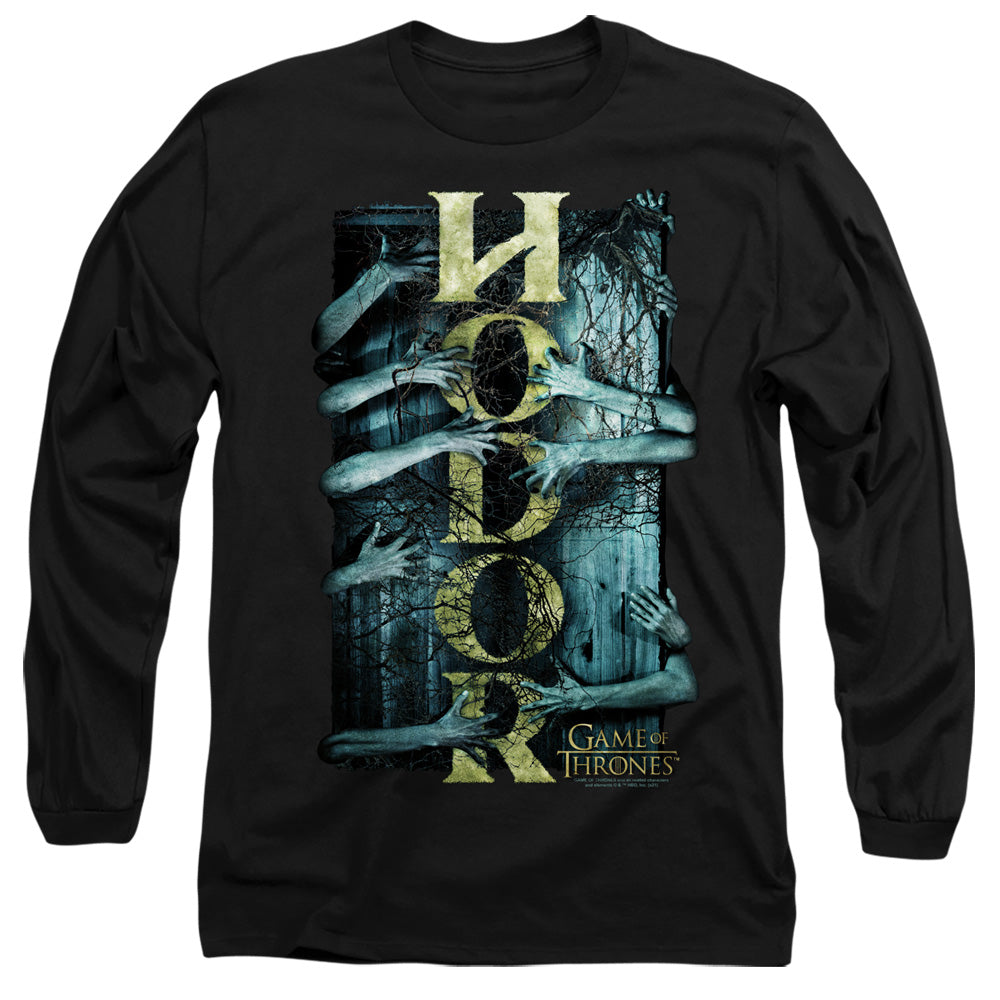 AN OFFCIALLY LICENSED GAME OF THRONES HODOR MEN'S LONG SLEEVE T-SHIRT BLACK