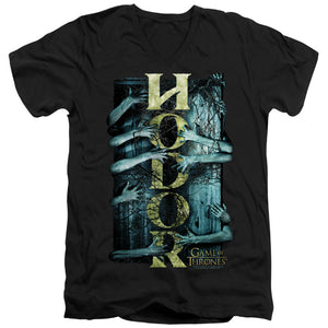 AN OFFCIALLY LICENSED GAME OF THRONES HODOR MEN'S V-NECK T-SHIRT BLACK