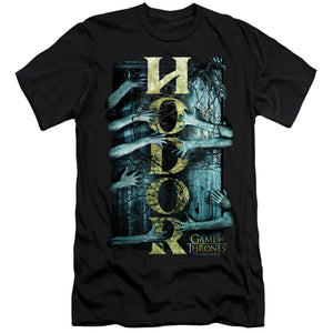 AN OFFCIALLY LICENSED GAME OF THRONES HODOR MEN'S PREMIUM SLIM FIT T-SHIRT BLACK