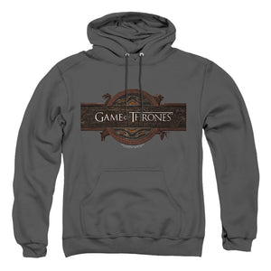 AN OFFCIALLY LICENSED GAME OF THRONES TITLE SEQUENCE LOGO ADULT UNISEX PULLOVER HOODIE CHARCOAL