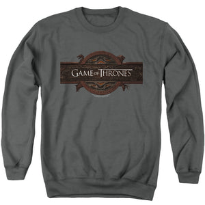AN OFFCIALLY LICENSED GAME OF THRONES TITLE SEQUENCE LOGO ADULT UNISEX CREWNECK SWEATSHIRT CHARCOAL