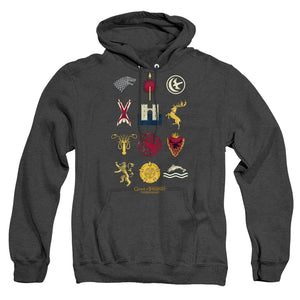 AN OFFCIALLY LICENSED GAME OF THRONES HOUSE SIGILS ADULT UNISEX HEATHER PULLOVER HOODIE BLACK