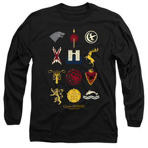 AN OFFCIALLY LICENSED GAME OF THRONES HOUSE SIGILS MEN'S LONG SLEEVE T-SHIRT BLACK