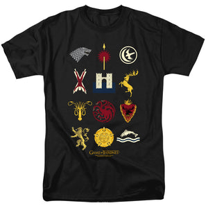 AN OFFCIALLY LICENSED GAME OF THRONES HOUSE SIGILS MEN'S REGULAR FIT T-SHIRT BLACK