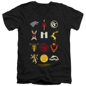 AN OFFCIALLY LICENSED GAME OF THRONES HOUSE SIGILS MEN'S V-NECK T-SHIRT BLACK