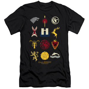 AN OFFCIALLY LICENSED GAME OF THRONES HOUSE SIGILS MEN'S PREMIUM SLIM FIT T-SHIRT BLACK