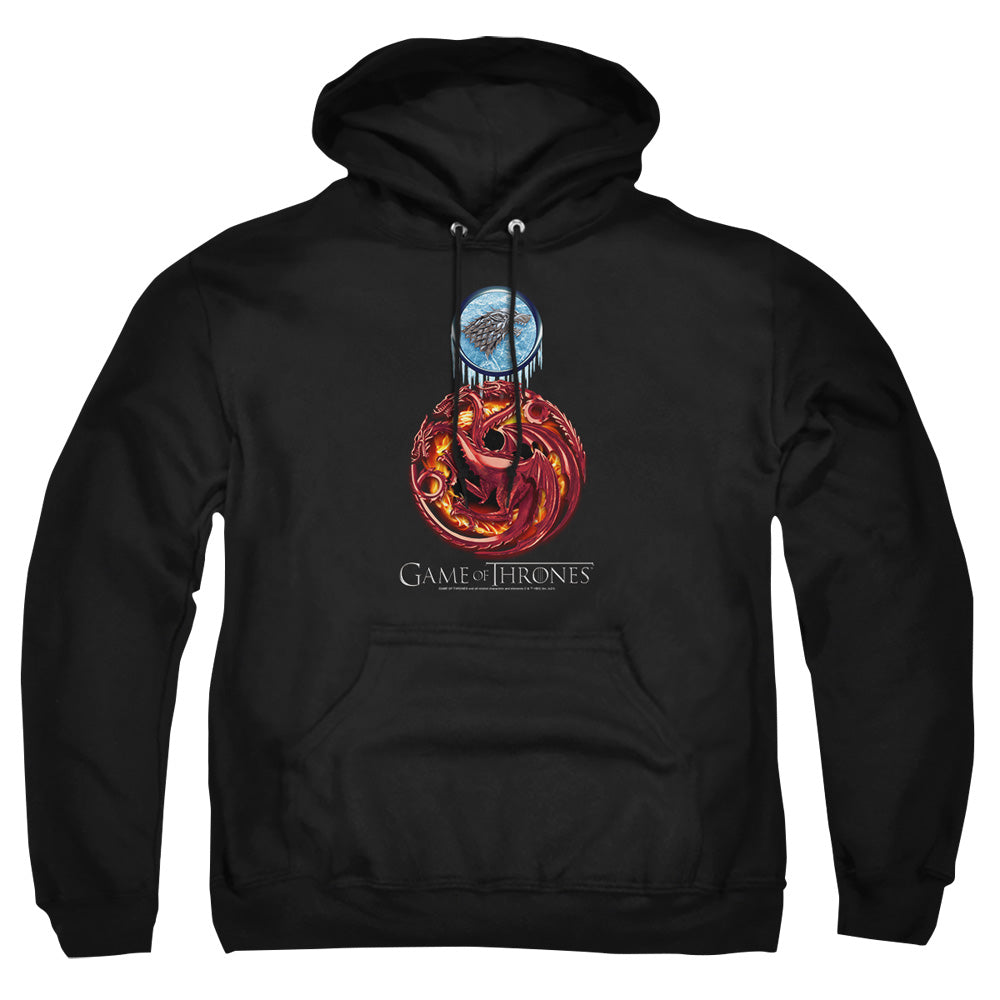 AN OFFCIALLY LICENSED GAME OF THRONES COMBINED TARGARYN AND STARK ADULT UNISEX PULLOVER HOODIE BLACK