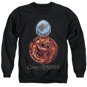 AN OFFCIALLY LICENSED GAME OF THRONES COMBINED TARGARYN AND STARK ADULT UNISEX CREWNECK SWEATSHIRT BLACK