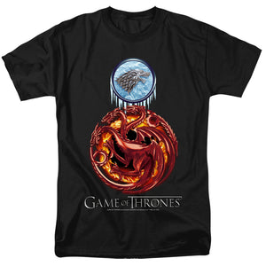 AN OFFCIALLY LICENSED GAME OF THRONES COMBINED TARGARYN AND STARK MEN'S REGULAR FIT T-SHIRT BLACK