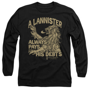AN OFFCIALLY LICENSED GAME OF THRONES DEBTS MEN'S LONG SLEEVE T-SHIRT BLACK