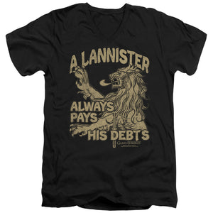 AN OFFCIALLY LICENSED GAME OF THRONES DEBTS MEN'S V-NECK T-SHIRT BLACK