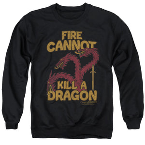 AN OFFCIALLY LICENSED GAME OF THRONES DRAGONS WITH FIRE ADULT UNISEX CREWNECK SWEATSHIRT BLACK