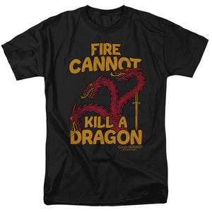 AN OFFCIALLY LICENSED GAME OF THRONES DRAGONS WITH FIRE MEN'S REGULAR FIT T-SHIRT BLACK
