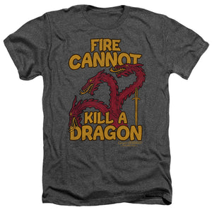 AN OFFCIALLY LICENSED GAME OF THRONES DRAGONS WITH FIRE MEN'S HEATHER T-SHIRT CHARCOAL