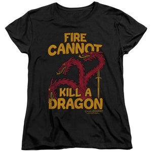 AN OFFCIALLY LICENSED GAME OF THRONES DRAGONS WITH FIRE WOMEN'S REGULAR FIT T-SHIRT BLACK