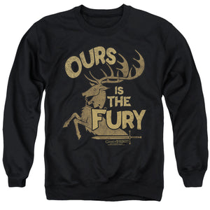 AN OFFCIALLY LICENSED GAME OF THRONES FURY ADULT UNISEX CREWNECK SWEATSHIRT BLACK