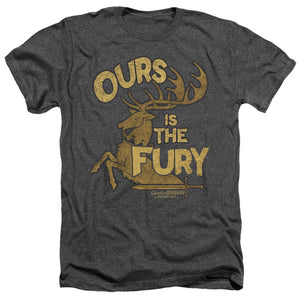 AN OFFCIALLY LICENSED GAME OF THRONES FURY MEN'S HEATHER T-SHIRT CHARCOAL