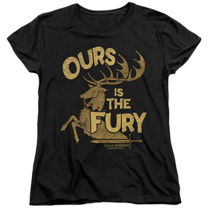 AN OFFCIALLY LICENSED GAME OF THRONES FURY WOMEN'S REGULAR FIT T-SHIRT BLACK