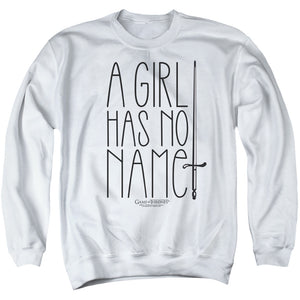 AN OFFCIALLY LICENSED GAME OF THRONES NO NAME ADULT UNISEX CREWNECK SWEATSHIRT WHITE
