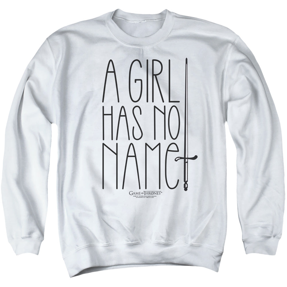 AN OFFCIALLY LICENSED GAME OF THRONES NO NAME ADULT UNISEX CREWNECK SWEATSHIRT WHITE