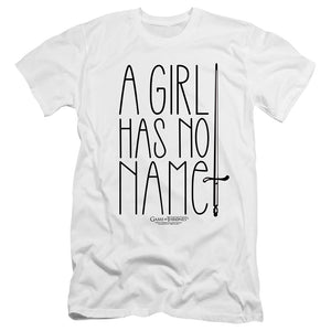 AN OFFCIALLY LICENSED GAME OF THRONES NO NAME MEN'S PREMIUM SLIM FIT T-SHIRT WHITE