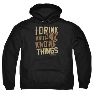 AN OFFCIALLY LICENSED GAME OF THRONES KNOW THINGS ADULT UNISEX PULLOVER HOODIE BLACK