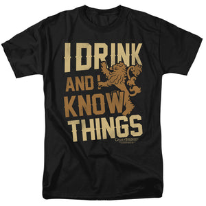 AN OFFCIALLY LICENSED GAME OF THRONES KNOW THINGS MEN'S REGULAR FIT T-SHIRT BLACK