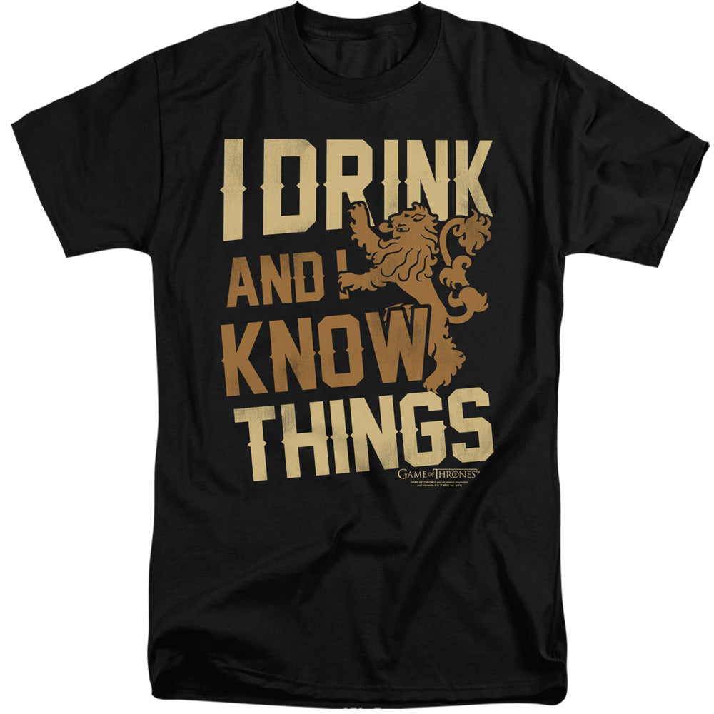 AN OFFCIALLY LICENSED GAME OF THRONES KNOW THINGS MEN'S TALL FIT T-SHIRT BLACK