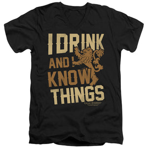 AN OFFCIALLY LICENSED GAME OF THRONES KNOW THINGS MEN'S V-NECK T-SHIRT BLACK