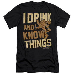AN OFFCIALLY LICENSED GAME OF THRONES KNOW THINGS MEN'S PREMIUM SLIM FIT T-SHIRT BLACK