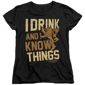 AN OFFCIALLY LICENSED GAME OF THRONES KNOW THINGS WOMEN'S REGULAR FIT T-SHIRT BLACK