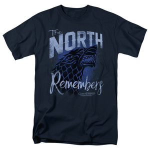 AN OFFCIALLY LICENSED GAME OF THRONES THE NORTH REMEMBERS MEN'S REGULAR FIT T-SHIRT NAVY