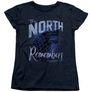 AN OFFCIALLY LICENSED GAME OF THRONES THE NORTH REMEMBERS WOMEN'S REGULAR FIT T-SHIRT NAVY