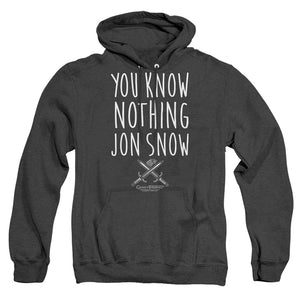AN OFFCIALLY LICENSED GAME OF THRONES YOU KNOW NOTHING JON SNOW ADULT UNISEX HEATHER PULLOVER HOODIE BLACK