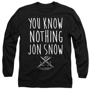 AN OFFCIALLY LICENSED GAME OF THRONES YOU KNOW NOTHING JON SNOW MEN'S LONG SLEEVE T-SHIRT BLACK