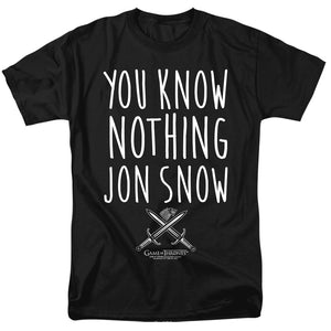 AN OFFCIALLY LICENSED GAME OF THRONES YOU KNOW NOTHING JON SNOW MEN'S REGULAR FIT T-SHIRT BLACK