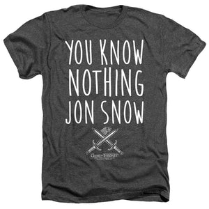 AN OFFCIALLY LICENSED GAME OF THRONES YOU KNOW NOTHING JON SNOW MEN'S HEATHER T-SHIRT CHARCOAL