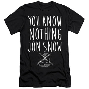 AN OFFCIALLY LICENSED GAME OF THRONES YOU KNOW NOTHING JON SNOW MEN'S PREMIUM SLIM FIT T-SHIRT BLACK